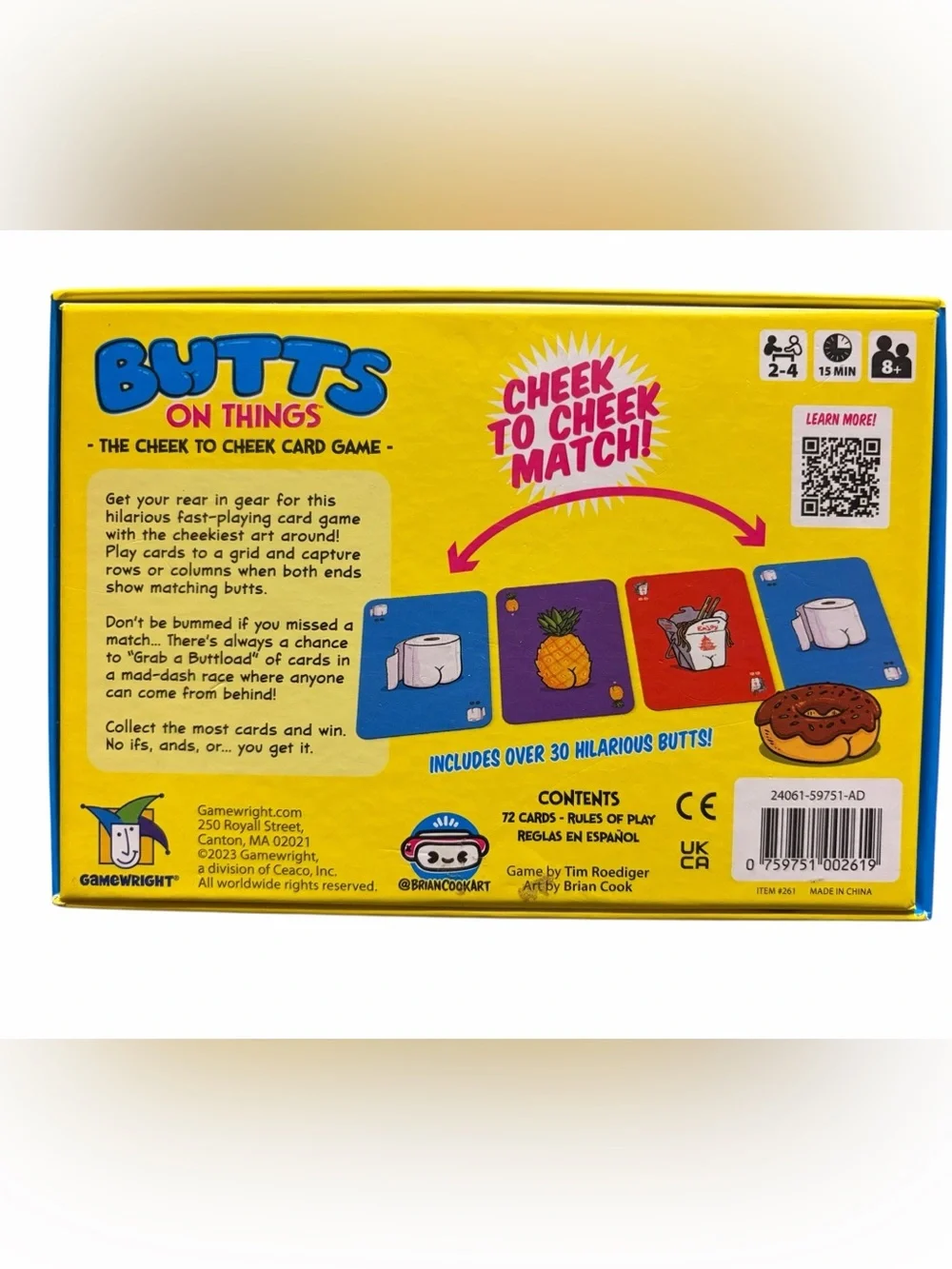 Butts On Things Kids Card Game